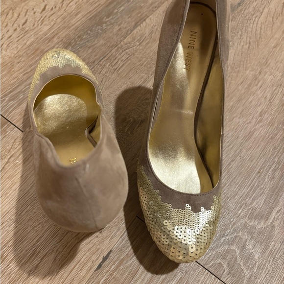 Nine West Gold and Brown Heels - Picture 3 of 3